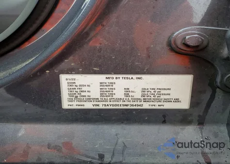 2022 Tesla Model Y from USA, damaged, VIN 7SAYGDEE9NF364942